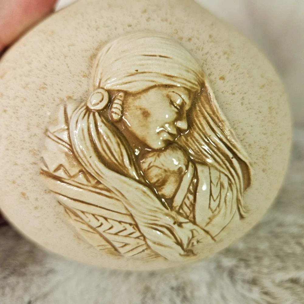 *Native American Mother Child Baby Round Pottery Art‎ 5